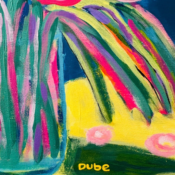 Original Abstract Floral Painting: Colorful Flowers Vase Still Life 12"x12" OOAK - Picture 8 of 10